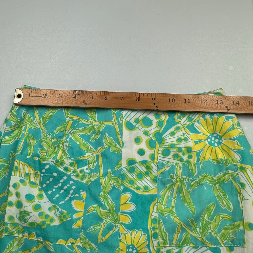 Vintage Lilly Pulitzer Skirt Womens 6 Green Floral Fish Tropical Beachy Bright - Picture 7 of 10